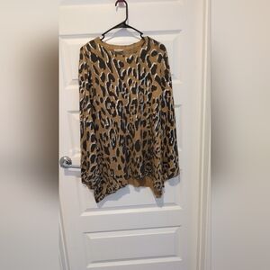 Leopard Print Sweater Poncho